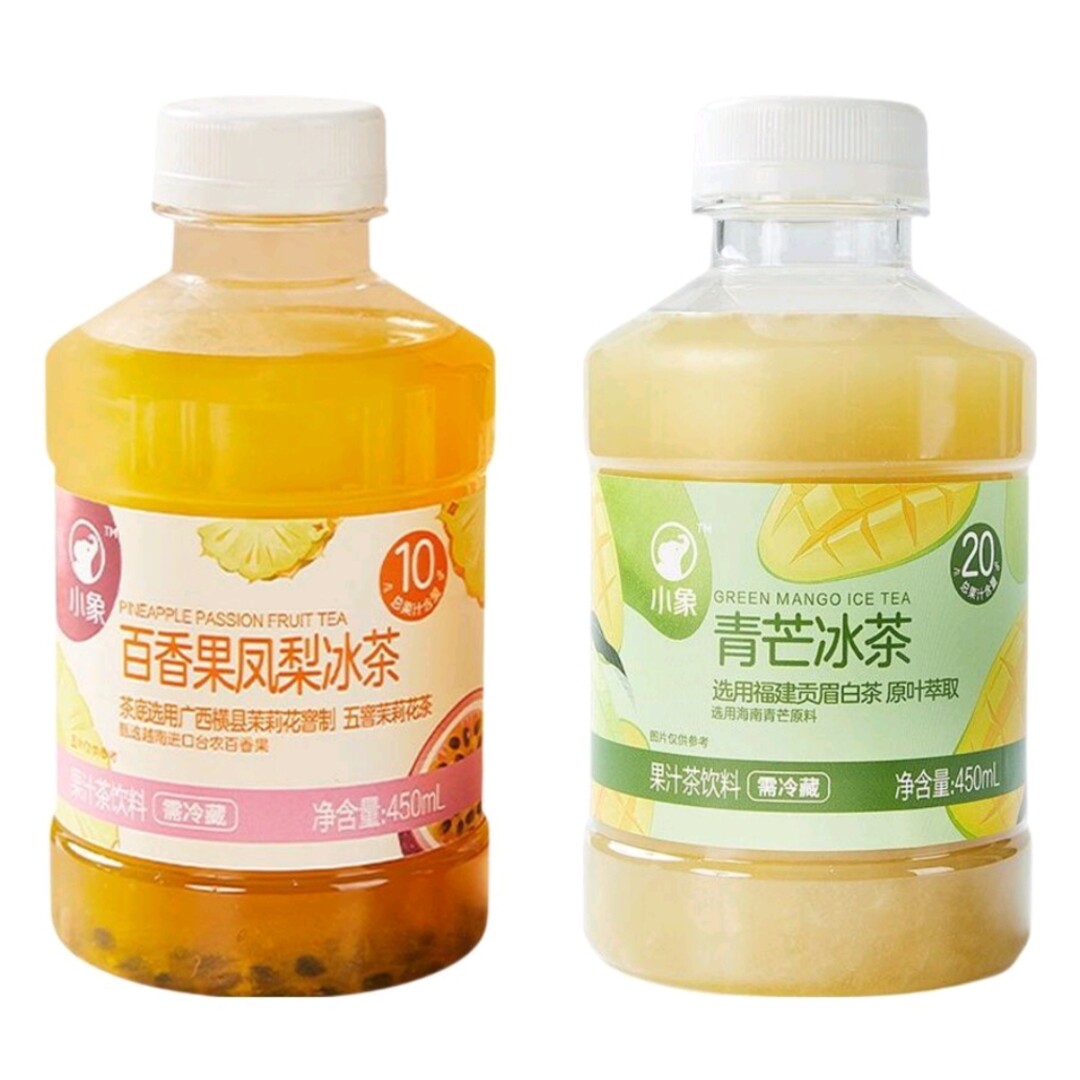 小象超市代购小象百香果凤梨冰茶450ml青芒冰茶450ml