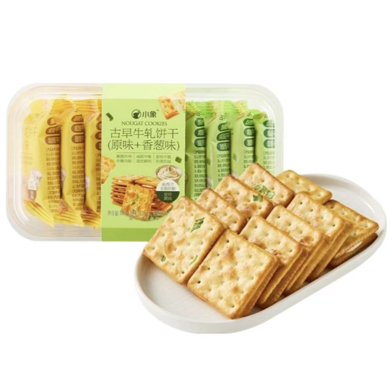 小象超市长沙代购小象烘焙古早牛扎饼干(原味+香葱)148g（10枚）