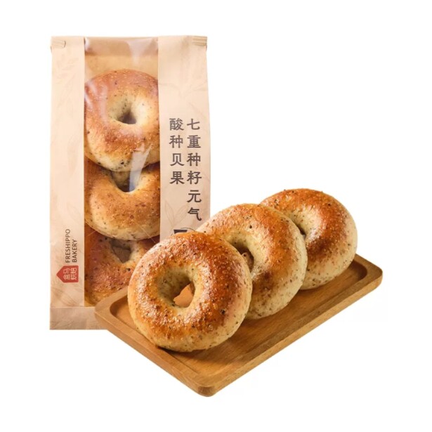 盒马烘焙代购七重种籽元气酸种贝果255g3只装