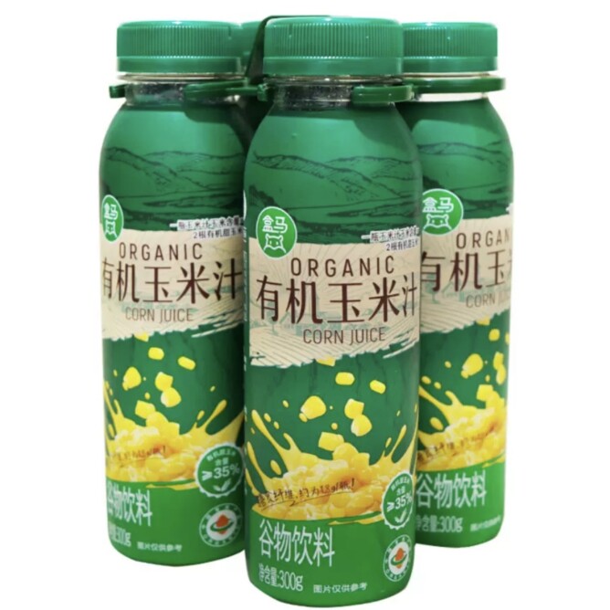 盒马鲜榨有机玉米汁300g*4有机甜玉米含膳食纤维包邮