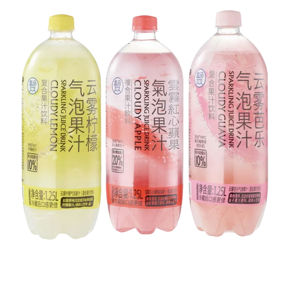 盒马  云雾柠檬气泡果汁 云雾芭乐气泡果汁（复合果汁饮料）1.25L