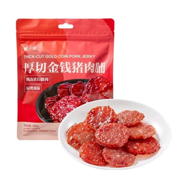小象超市代购小象厚切金钱猪肉脯100g(约16-17小包)
