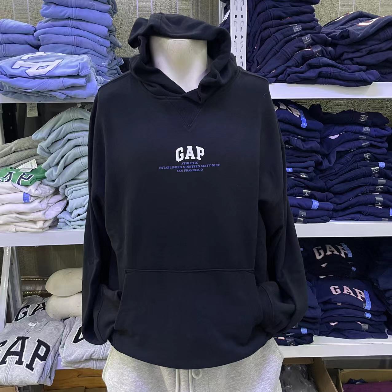 GAP  盖璞 碳素软磨系列 线圈内里 男士情侣 连帽套头 卫衣448293