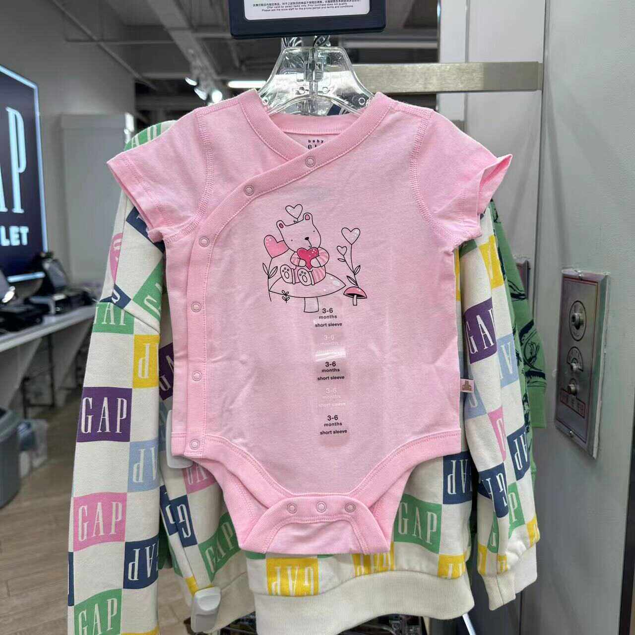 Gap 清仓 新生婴儿 夏季小熊 侧开襟连体衣 598544 儿童装包屁