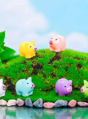 微景观苔藓多肉园艺造景可爱小猪装饰品配件树脂桌面车载缩小摆件