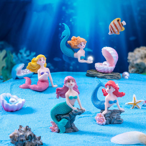 微景观创意礁石美人鱼鱼缸水族造景 DIY装饰品PVC微缩场景小摆件