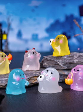 微景观跨境外贸创意可爱夜光精灵万圣节幽灵 DIY装饰品迷你小摆件