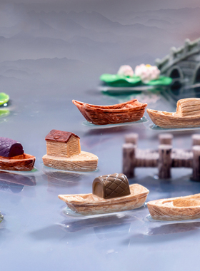 微景观简约现代创意乌篷船渔船中式江南小船造景 DIY装饰品小摆件