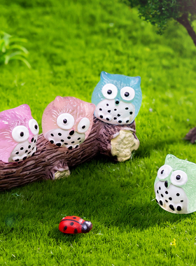 微景观树脂工艺品可爱小动物猫头鹰园艺造景DIY装饰品桌面小摆件