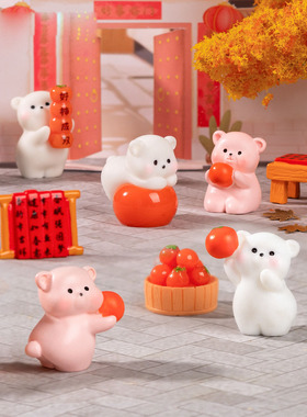 微景观简约创意可爱好事成双小熊公仔 DIY装饰品挂配件迷你小摆件