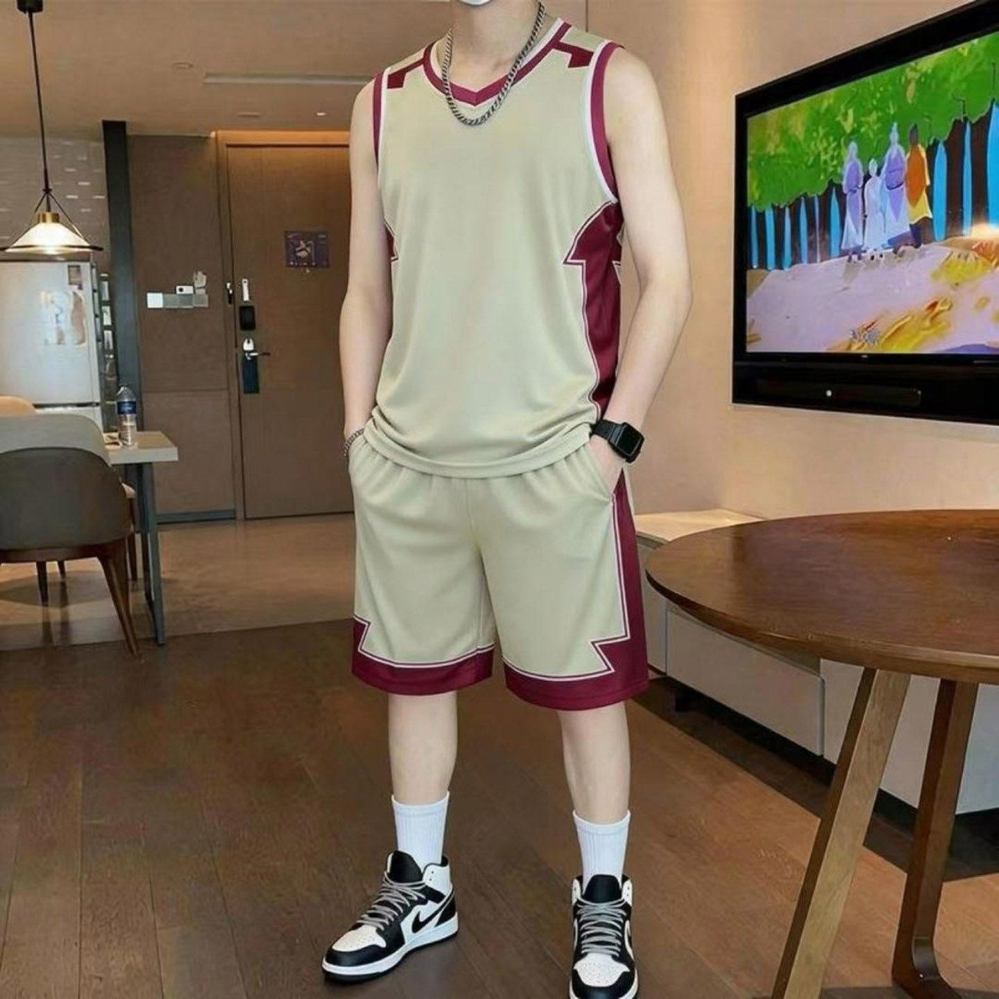 恒清男装2026夏季男士短袖短裤两件套速干宽松无袖休闲运动套装潮