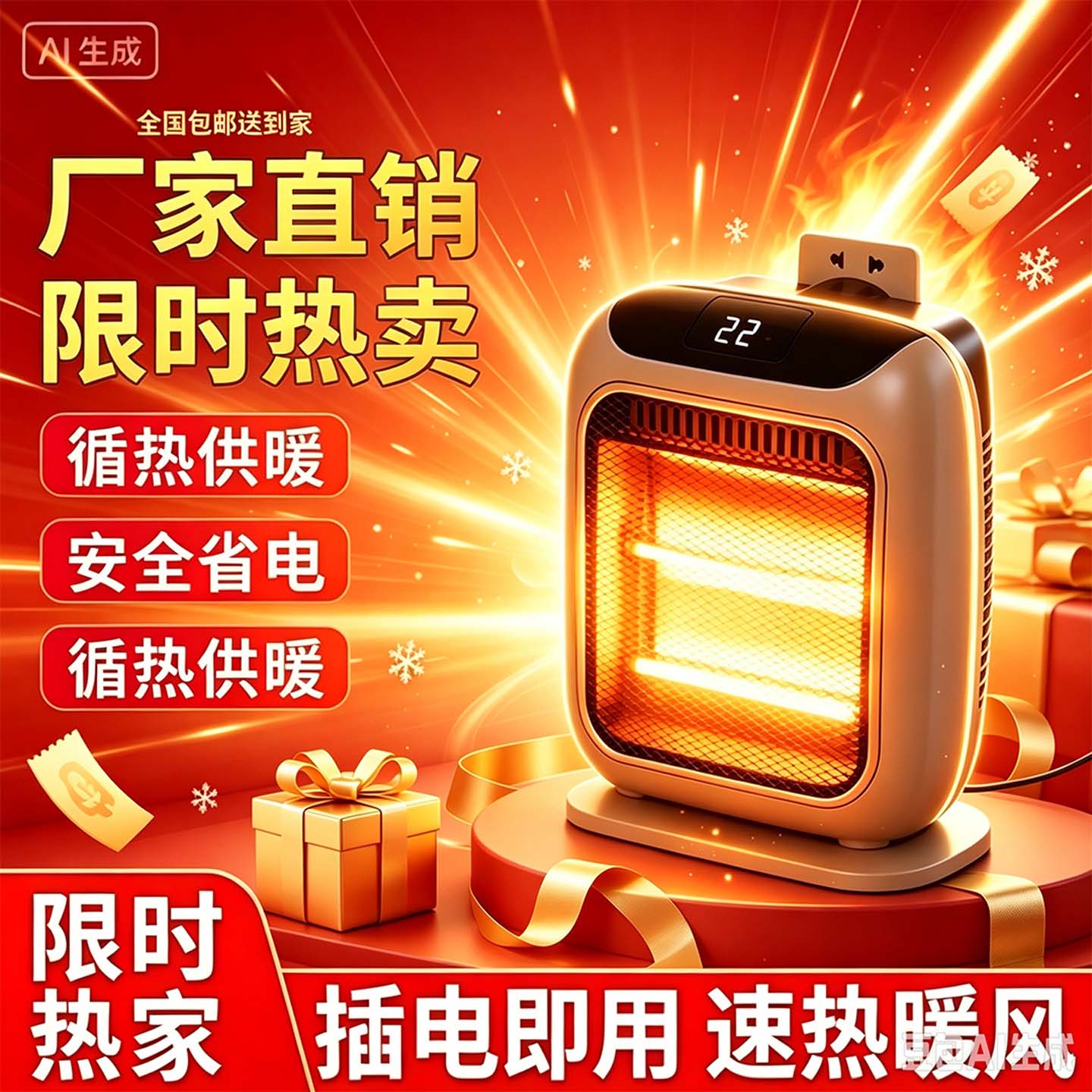 芙霖小型家用壁挂式取暖