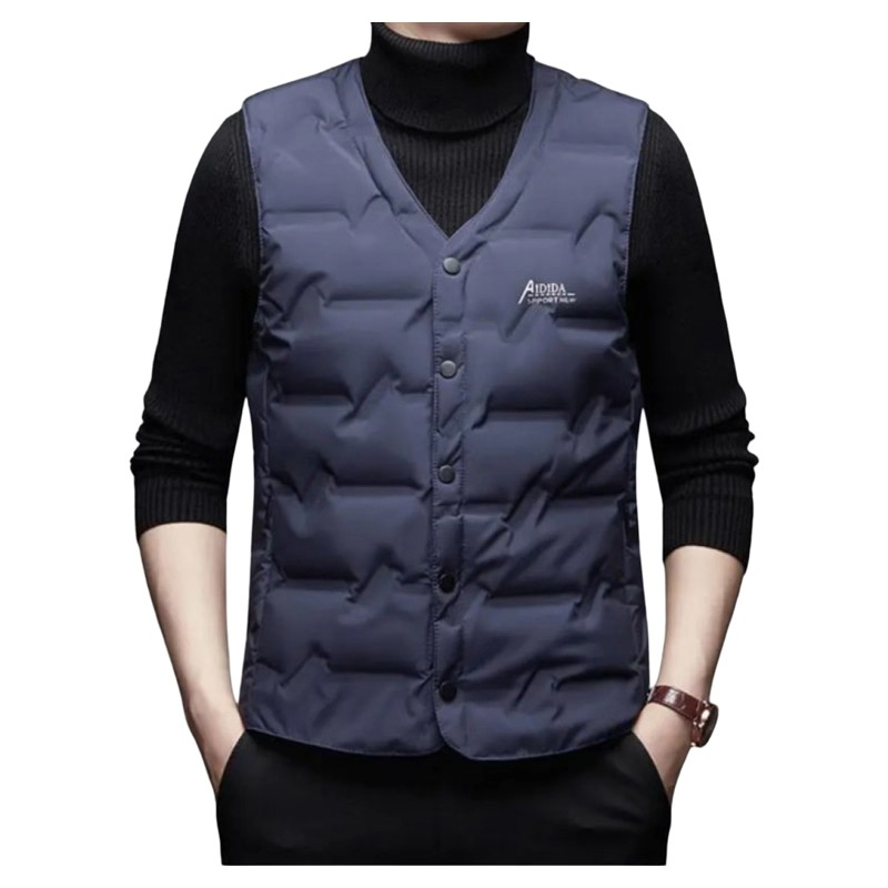 宏嫩羽绒马甲男士V领90白鸭绒羽绒背心秋冬新款保暖男装爸爸坎肩