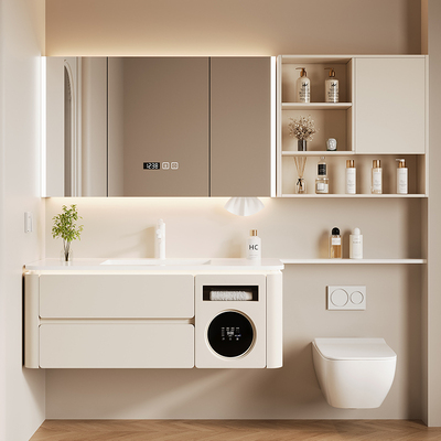 法式洗烘一体机马桶延长浴室柜岩板无缝陶瓷一体盆洗漱台洗手脸盆