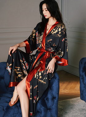 女士睡袍夏天冰丝性感睡衣高级感晨袍新款仿真丝绸夏季长款浴袍女