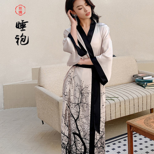 女士睡衣春秋款高级感冰丝