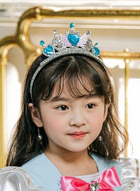 韩国儿童发饰PinkBerry女童小女孩公主头饰水钻皇冠珍珠吊坠发卡