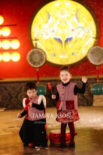 Jamiya女童马甲2025秋冬新款儿童洋气新中式国风背心外套拜年服