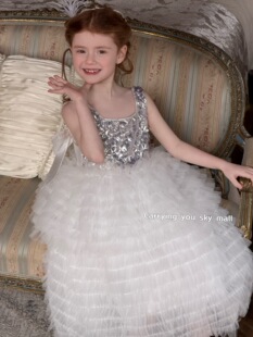 天空之城女童连衣裙2026春夏儿童女孩生日礼服裙梦幻花朵公主裙