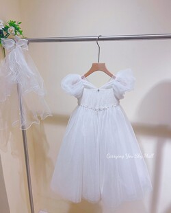 天空之城2025春夏新款女童公主裙冰雪奇缘爱沙白色婚纱花童礼服61