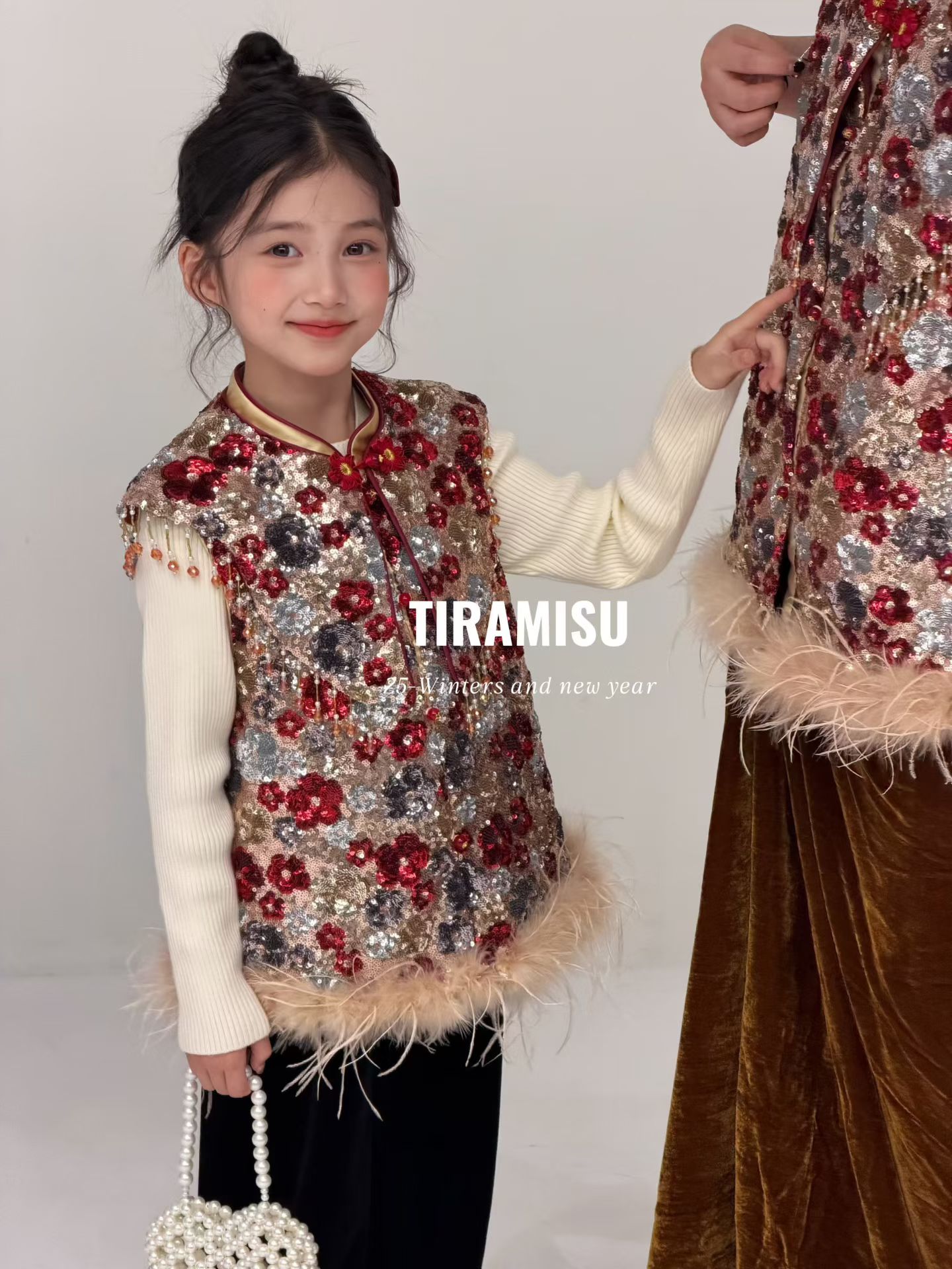 缇娜米苏女童马甲25秋冬儿童新中式国风背心坎肩云肩可拆小外套