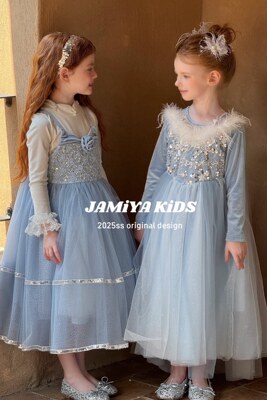 Jamiya女童连衣裙2025秋冬新儿童洋气时髦小女孩公主裙生日礼服裙