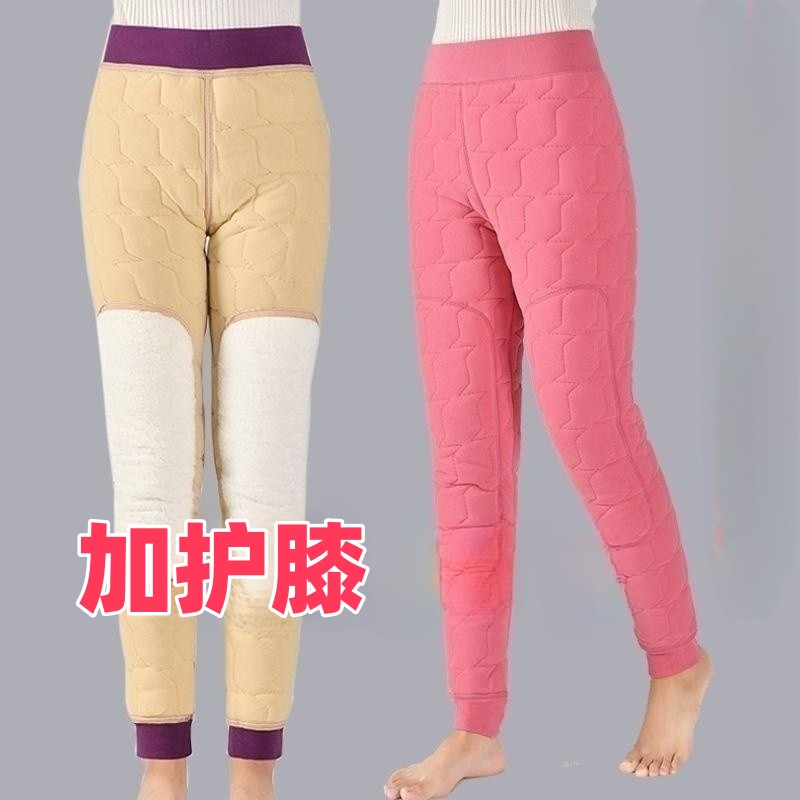 加厚德绒加护膝高腰护腰保暖裤