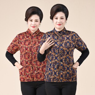 外穿保暖棉背心 马夹坎肩背心妈妈装 秋冬装 中老年加肥加厚女士大码