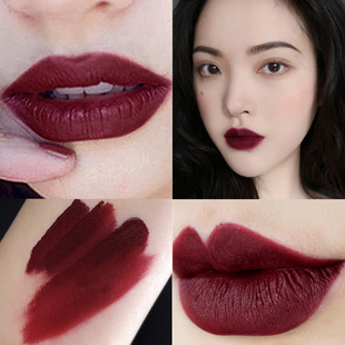 枣红色口红黑暗系中毒色暗色吸血鬼黑色姨妈色车厘子色哑光欧美风