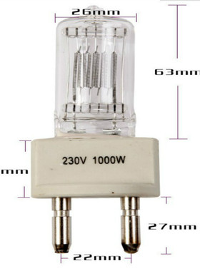 230V1000W 聚光灯灯泡影视灯具用卤钨石英灯泡摄像灯钨丝灯泡 G22