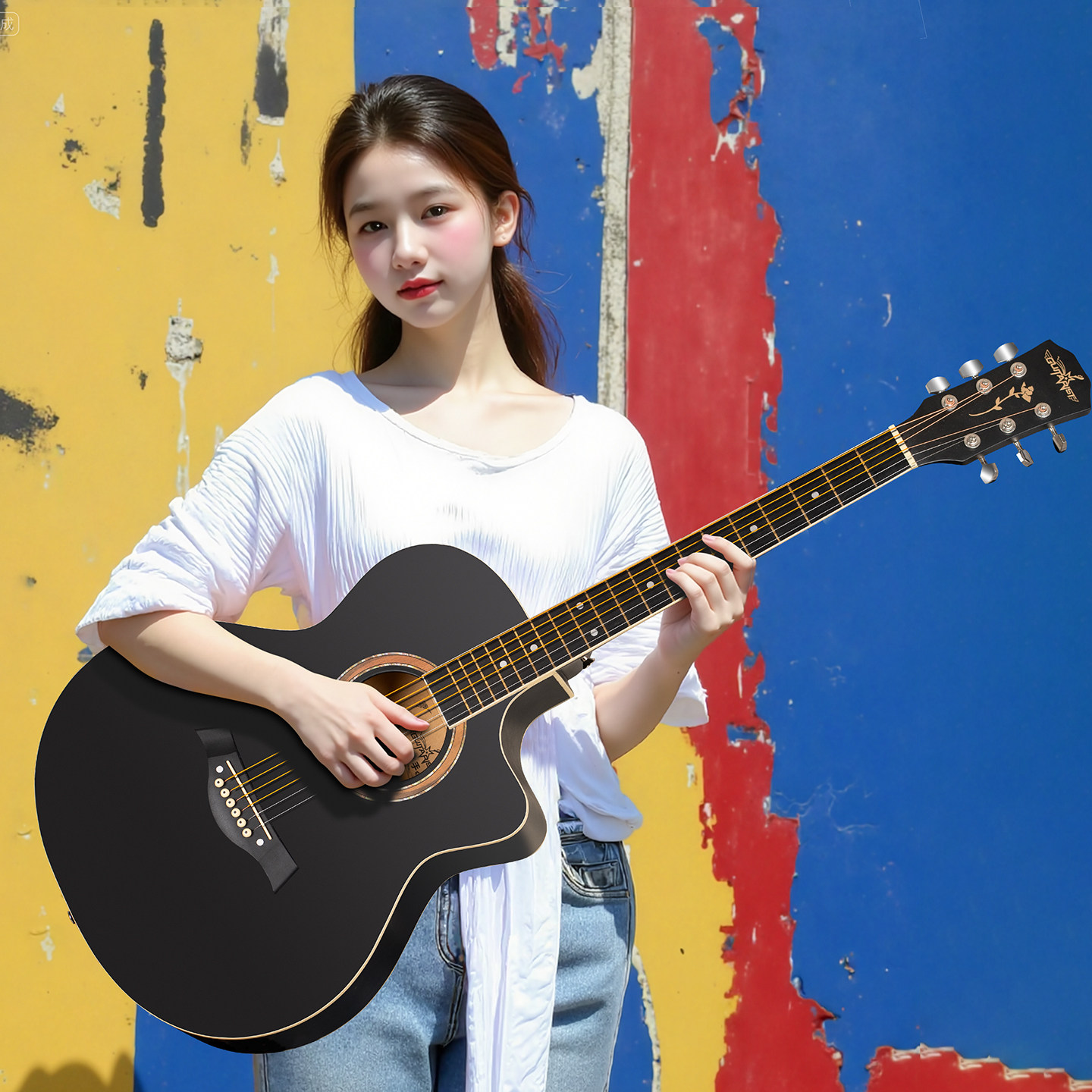 Guitarist正品单板民谣吉他41寸初学者男女生入门专用云杉木吉他