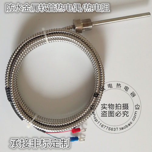 防水型金属软管热电偶/热电阻 K/E/PT100温度传感器WZP-291护套式