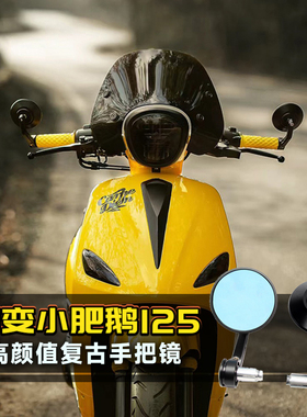 适用猎变小肥鹅125复古手把镜改装RA后视镜VESPA150倒车镜GT配件
