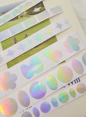 38包u王见货木蝉司hellosmile原创金属闪闪极光贴纸卷百搭ins风