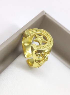 JOJO的奇妙冒险戒指 飙马野郎SBR乔尼杰洛主题戒指 金色马蹄戒指