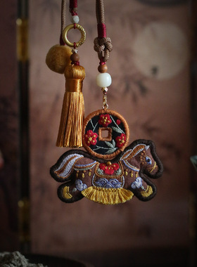 花寄 马刺绣diy手工材料包香囊马上有钱生肖挂件香包自制新年礼物