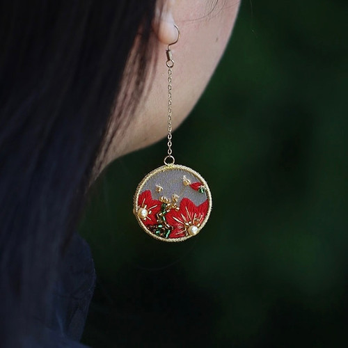 diy银耳环学生手作饰品闺蜜刺绣