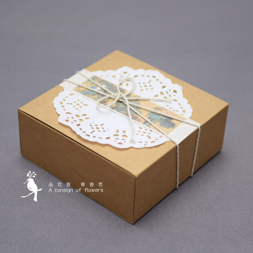 花寄DIY手工牛皮纸抽屉礼盒