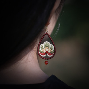 花寄 耳环diy刺绣手工材料包中国风双面绣耳饰自制敦煌文创礼物