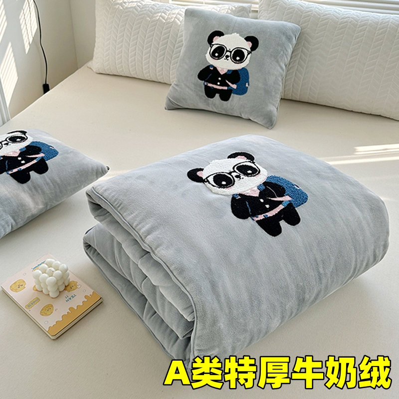 A类标准|特厚牛奶绒抱枕被子两用