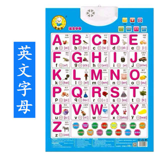 26個(gè)英文字母有聲掛圖點(diǎn)讀發(fā)聲墻貼畫幼兒看圖識(shí)漢字認(rèn)知卡拼音表