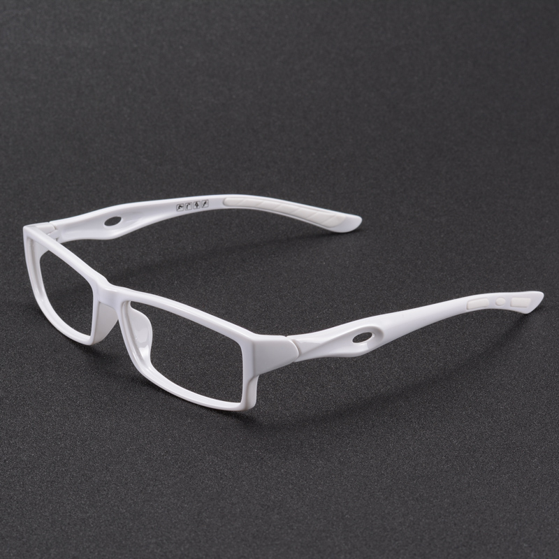 亮面全白运动型眼镜框男 轻tr90近视变色眼镜女 硅胶防滑休闲撞色