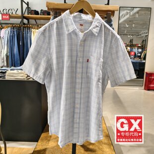 正品levis李维斯2026夏时尚男士格纹休闲短袖衬衫86627-0351