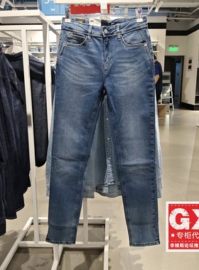 Lee433修身中腰窄脚深蓝女水洗做旧牛仔裤LWB1004333AZ00F-A00128