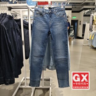 Lee433修身中腰窄脚深蓝女水洗做旧牛仔裤LWB1004333AZ00F-A00128