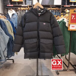 GX出品 Levi's李维斯A0949-0000 男黑保暖时尚灰鸭绒中长款羽绒服