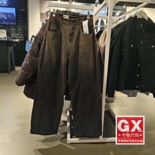 A06260 LWB0091653YS00F Lee正品 黑灰色女士做旧宽松阔腿牛仔裤