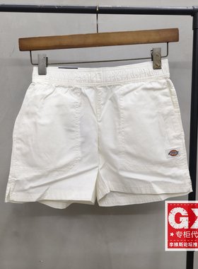 专柜正品DICKIES女白色纯棉时尚休闲裤直筒休闲短裤DK013003C58