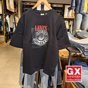 T恤001B2 正品 纯棉短袖 字母印花黑色男士 0000 levis李维斯2024秋季