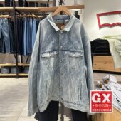 专柜正品 levis李维斯logo印花宽松浅色男牛仔夹克外套0016Y 0000